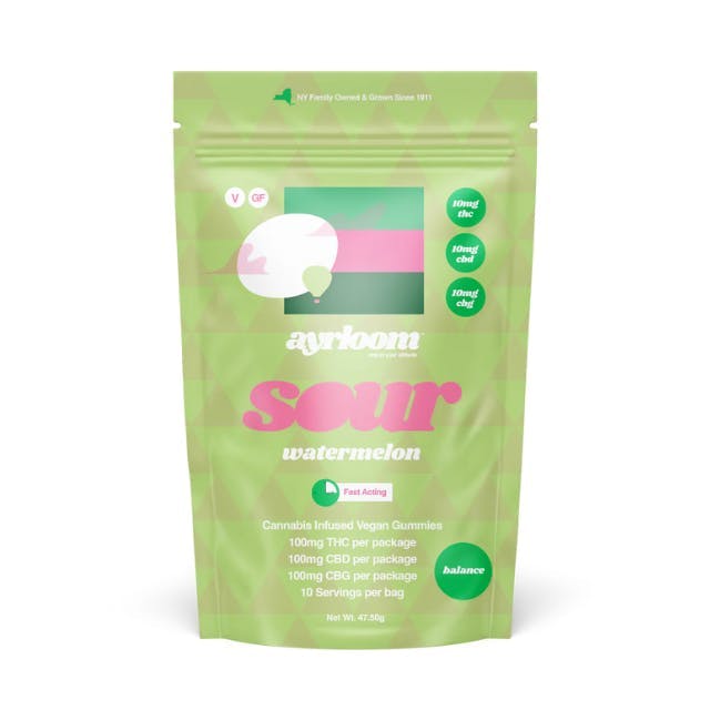 Photo of Ayrloom | Sour Watermelon 1:1:1 | 10MG THC : 10MG CBD : 10MG CBG 10 Pack
