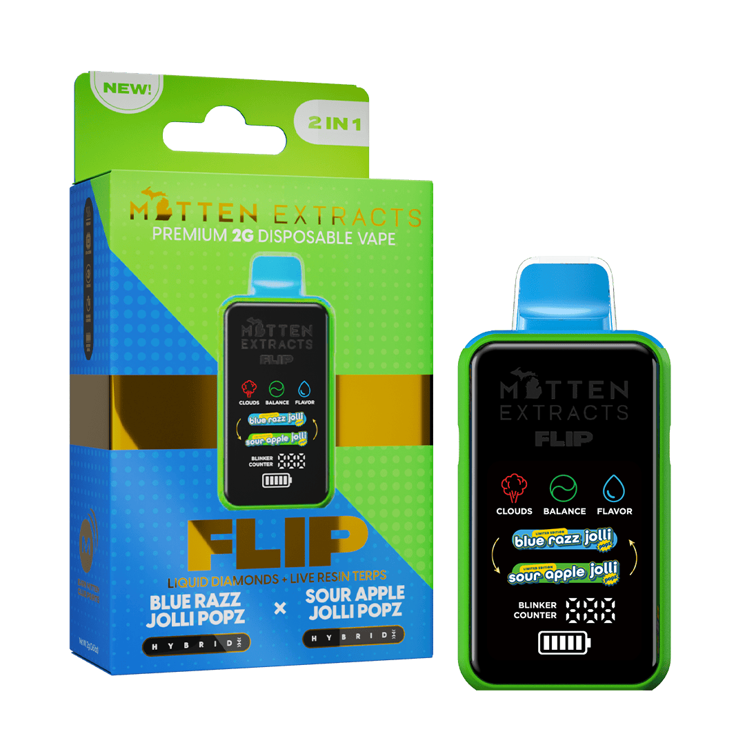 Mitten Extracts MITTEN EXTRACTS | BLUE RAZZ JOLLI POPZ (1G | HYBRID) x SOUR APPLE JOLLI POPZ (1G | HYBRID) | FLIP DISPOSABLE — VAPORIZERS
