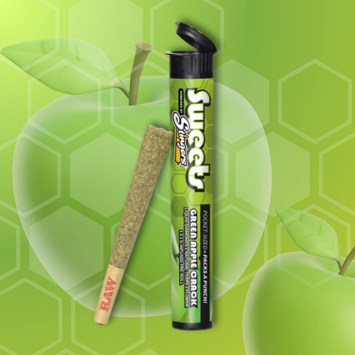 Product: Stingers Sweets | Green Apple Crack | Liquid Diamond Infused Preroll - 1g