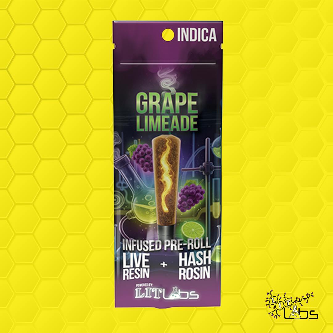 Lit Labs - 1.5g Resin + Rosn Infused Preroll - Grape Limeade