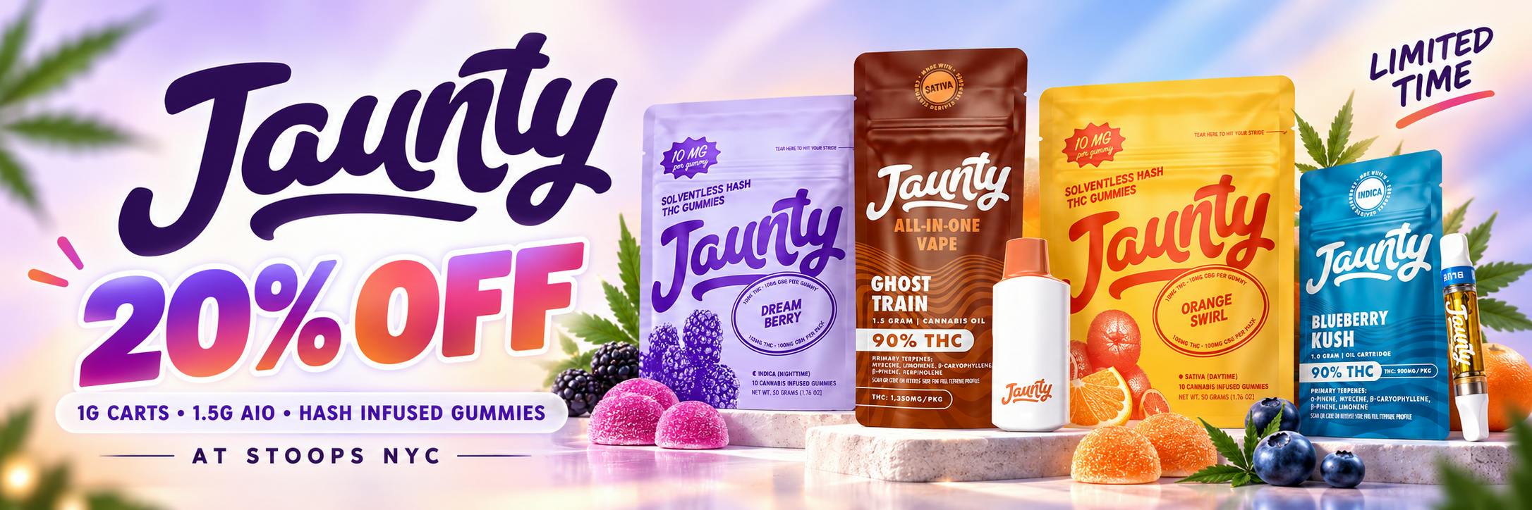 jaunty carts aio vapes gummies hash infused nyc dispensary flatiron 