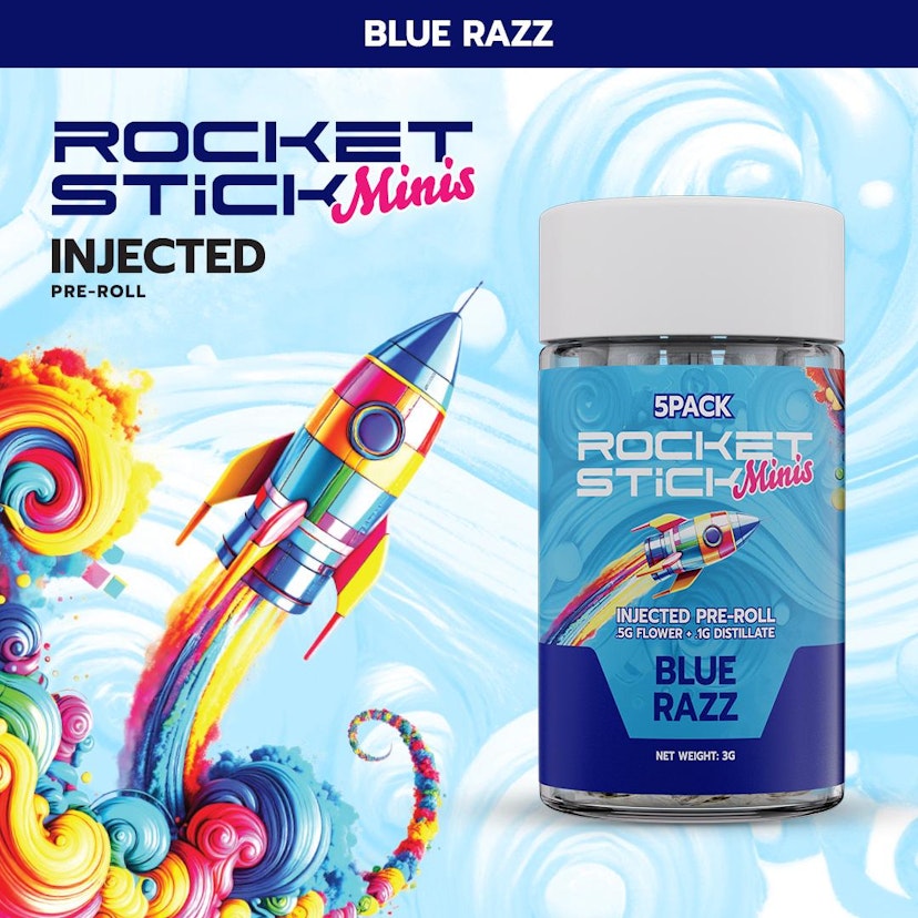 Rocket Stick Minis - Injected Pre Roll Pack (5 x 0.6g) - Blue Razz