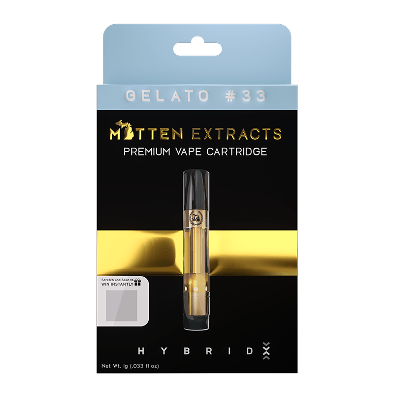 Product: Mitten Extracts | Vape Cart - 1g - Gelato #33 (Hybrid)