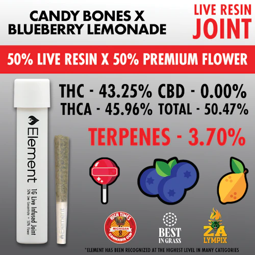 Element x Pro Gro - 1g Live Resin Joint - Candy Bonez x Blueberry Lemonade