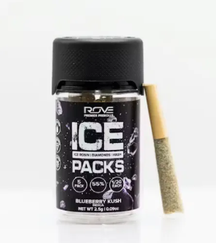 Blueberry Kush | Infused Pre-Roll Ice Packs (Rosin Hash and Diamonds) | 5 Pack | .5g each-1