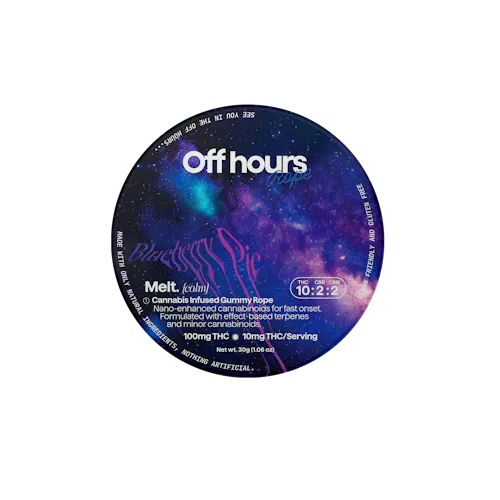 OFF HOURS | SOUR GUMMY ROPE | MELT-BLUEBERRY PIE | THC:CBD:CBN 10:2:2 | 100MG-active