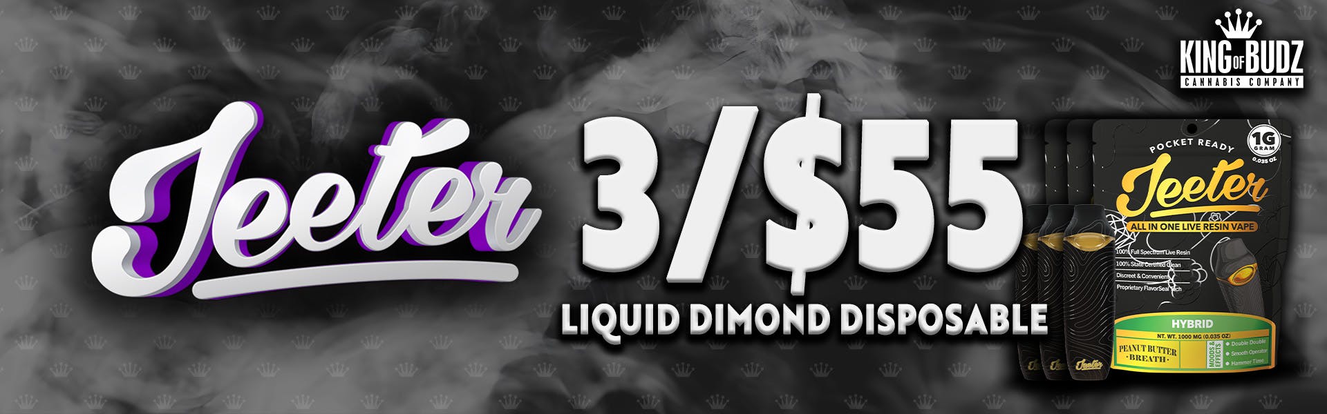 Jeeter 1g Liquid Diamond Disposables 3 for $55