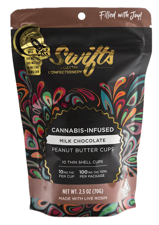 Milk Chocolate CBD:THC:CBG:CBN Hash-Rosin Peanut Butter Cups, 10