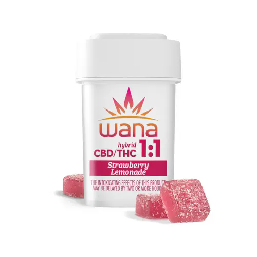 Wana | Classic Gummies | Strawberry Lemonade | 1 CBD : 1 THC | 10pk/100mg-1