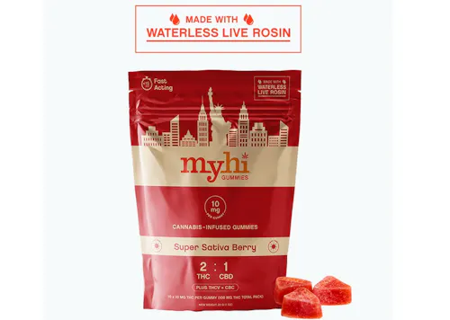 MyHi | Super Sativa Berry | 2:1 THC / CBD + THCv & CBC | Waterless Live Rosin Gummies | 10pk-active