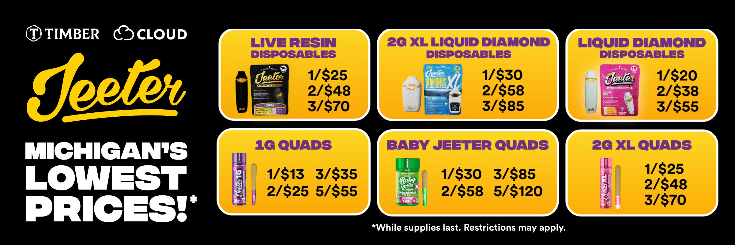 Jeeter lowest prices best deals 1g 2g xl baby infused disposable vape 