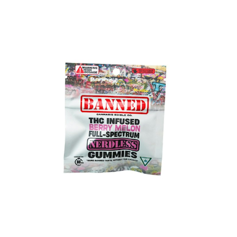Banned 200mg 1pk Nerdless Gummy Berry Melon