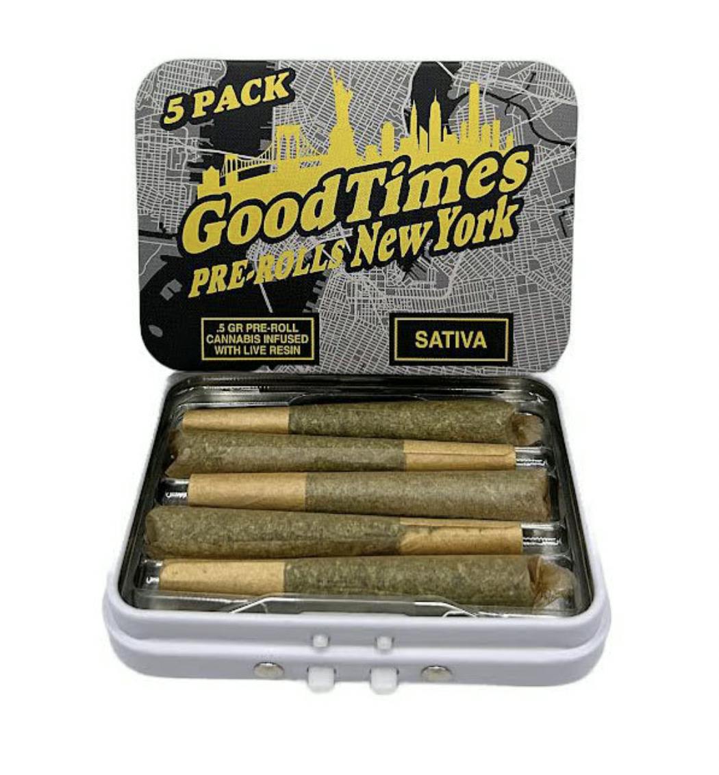 Good Times-5pk Infused Pre rolls (0.5g each)- Pineapple Upside Down