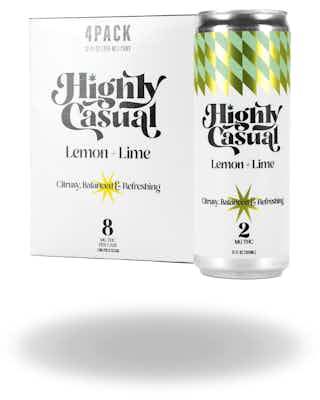Product: Highly Casual | Lemon + Lime Seltzer 4pk | 8mg