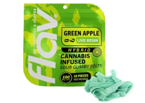 FLAV | Green Apple Belts | 10mg Live Resin Gummies | 10pk-4