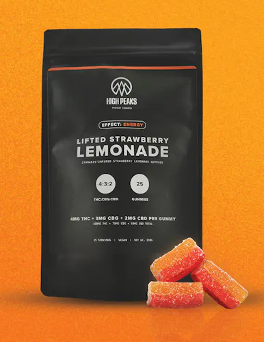 High Peaks Lifted Strawberry Lemonade Gummies 4:3:2 (THC:CBG:CBD) 4mg 25pk-1