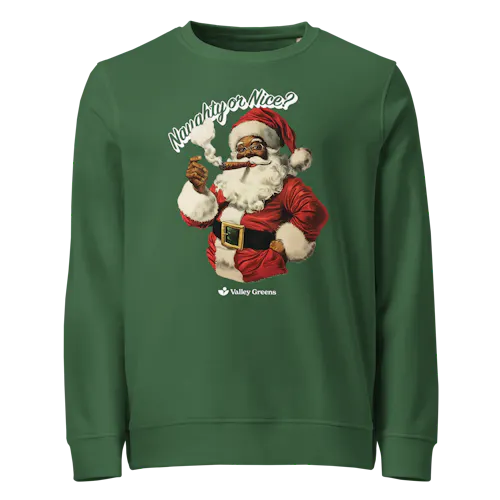 Valley Greens | Naughty or Nice (black santa) | Sweatshirt | Light Green-active