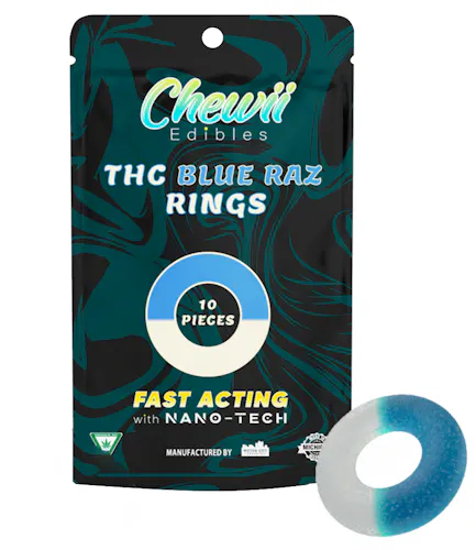 Chewii Fast-Acting Blue Raz Gummy Rings 200mg Rec-active