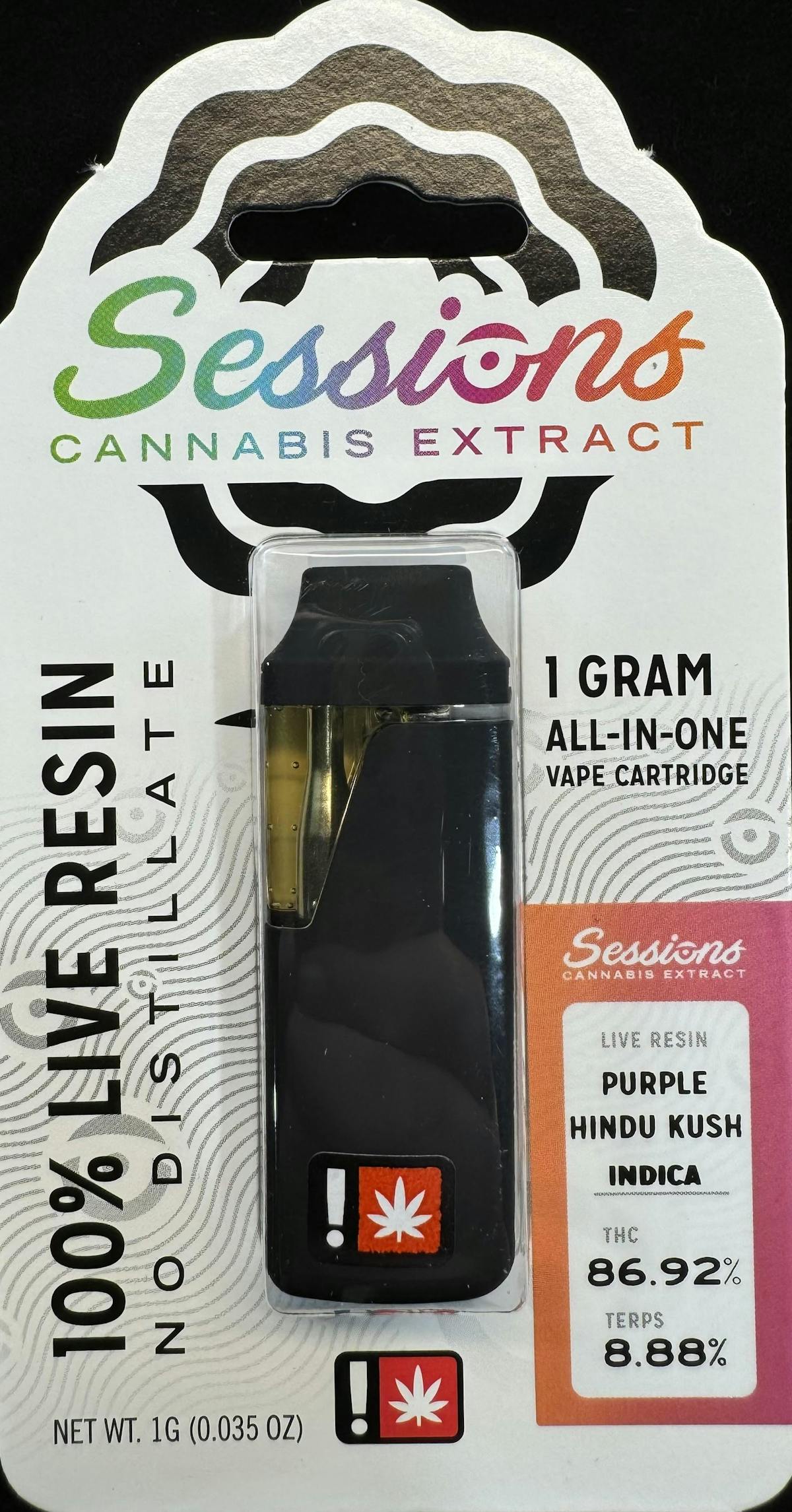 Photo of Purple Hindu Kush Disposable Live Resin Cartridge (Sessions)