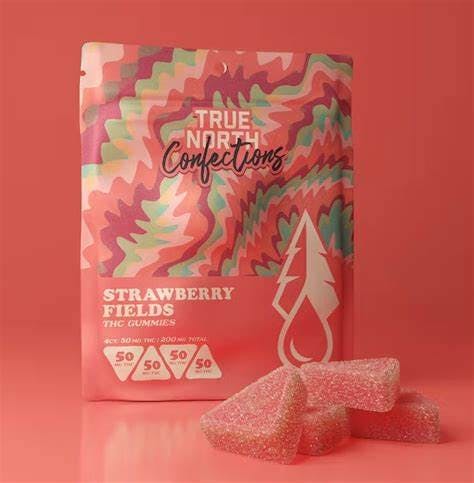 Product: True North Confections | Strawberry Fields 4 Piece Gummies | 200mg