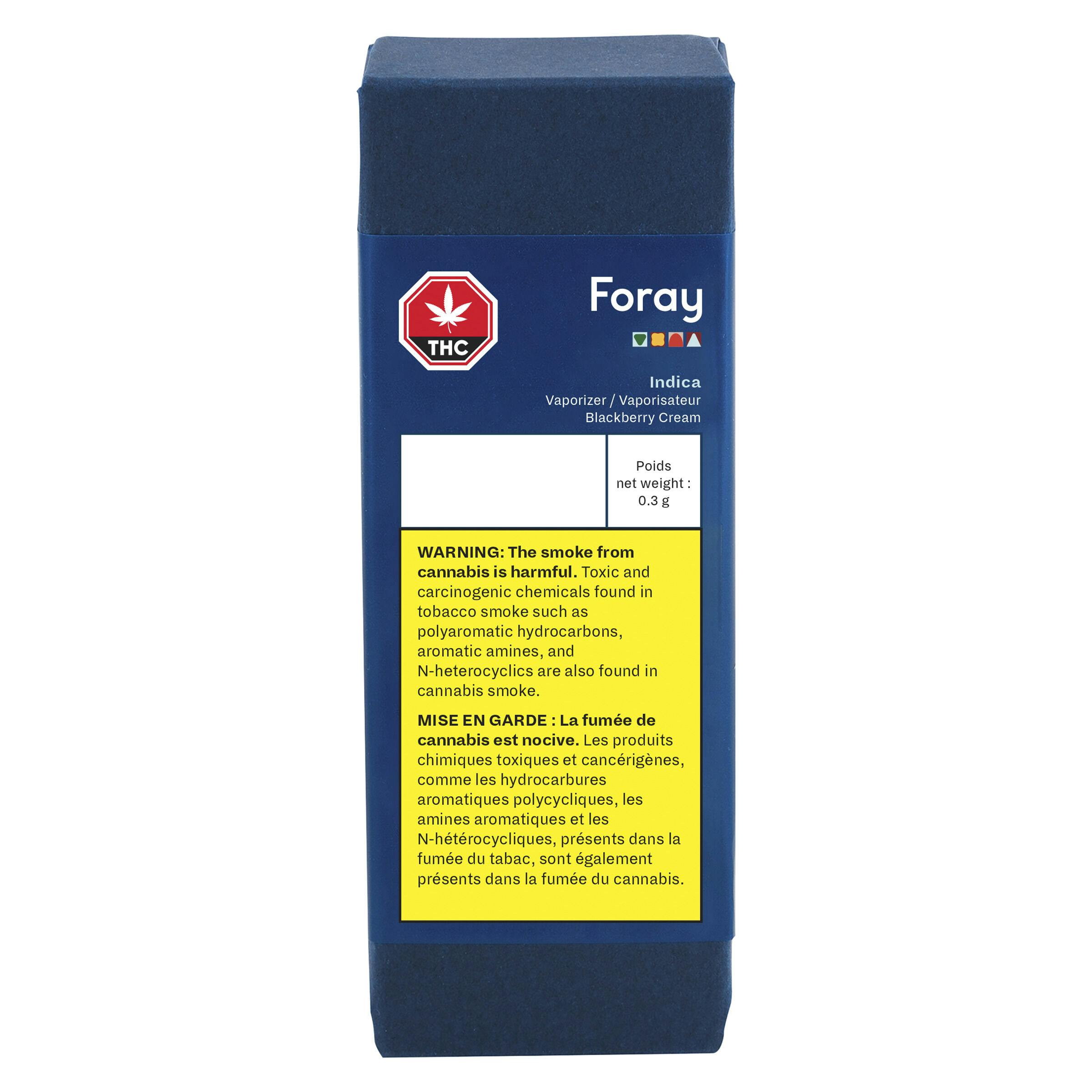 Foray - indica blackberry cream disposable pen