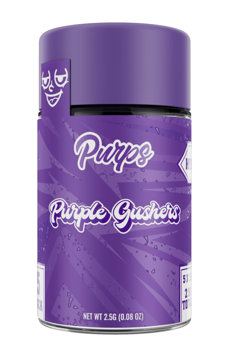 Product Preroll | Purple Gushers (H) | 0.5g 5pk Total) | Purps