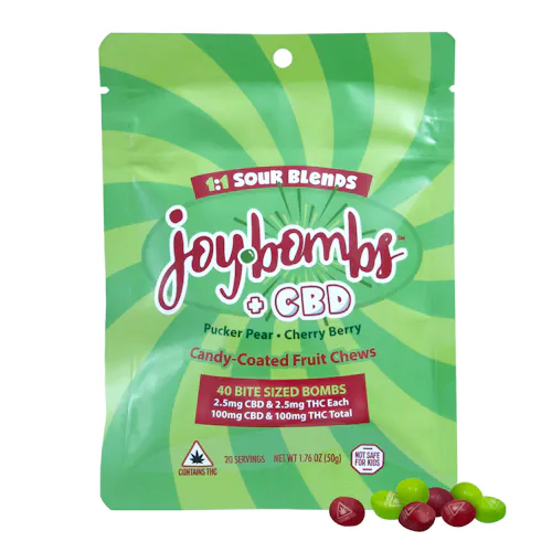 Joy Bombs + CBD 1:1 Sour Blends – 100mg THC (40pk / 2.5mg THC & 2.5mg CBD ea)-1