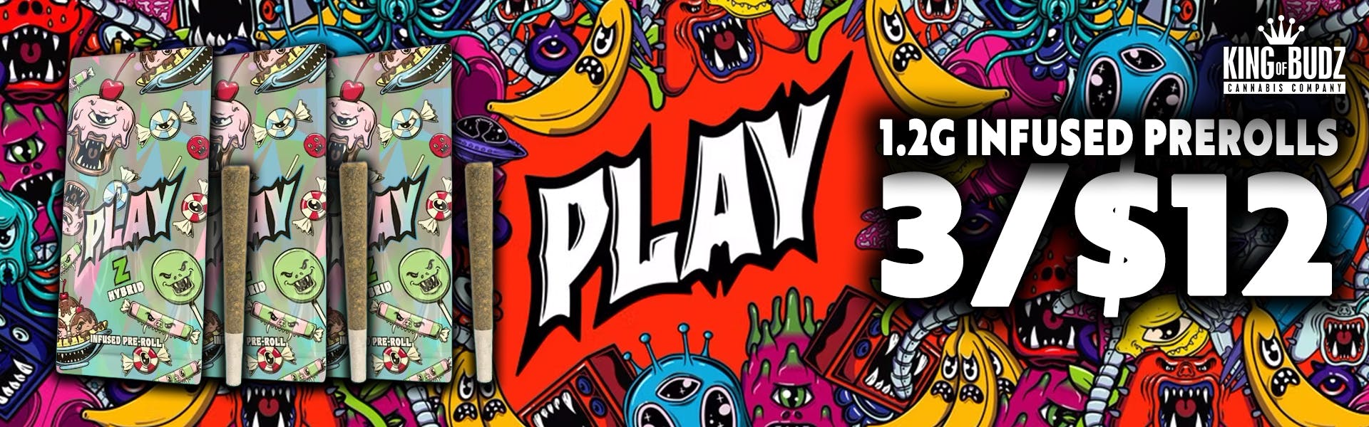 Play - 1.2g Infused Prerolls - 3/$12