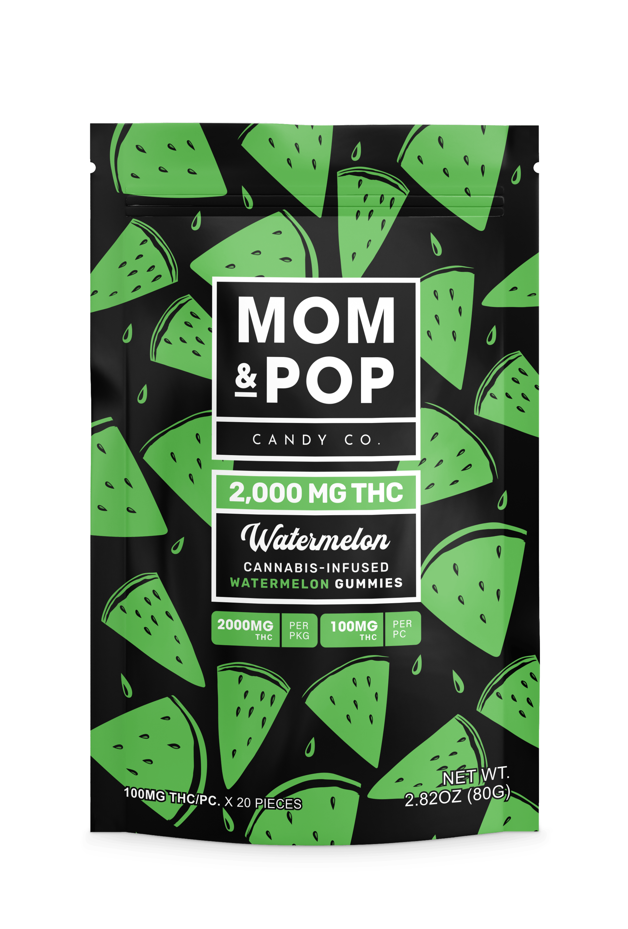 Image of MOM & POP WATERMELON SOUR GUMMIES 100MG  (100MG THC / 50MG CBG)