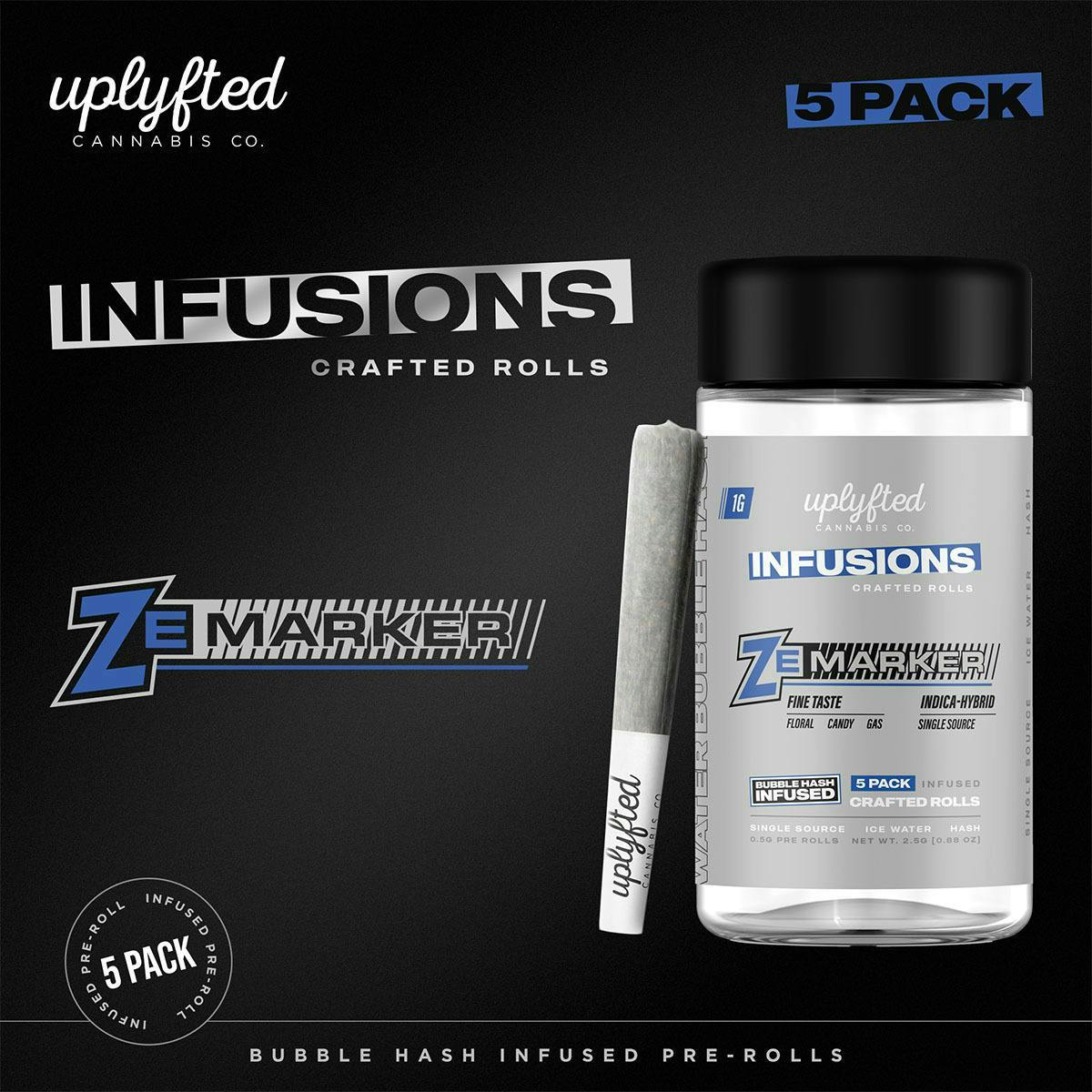 Uplyfted Cannabis Co. UPLYFTED | ZE MARKER - BUBBLE HASH INFUSED MULTIPACK INDICA-HYBRID — PRE_ROLLS