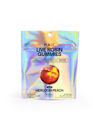 PAX | LIVE ROSIN GUMMIES | HEIRLOOM PEACH | 100MG (10PK)-active