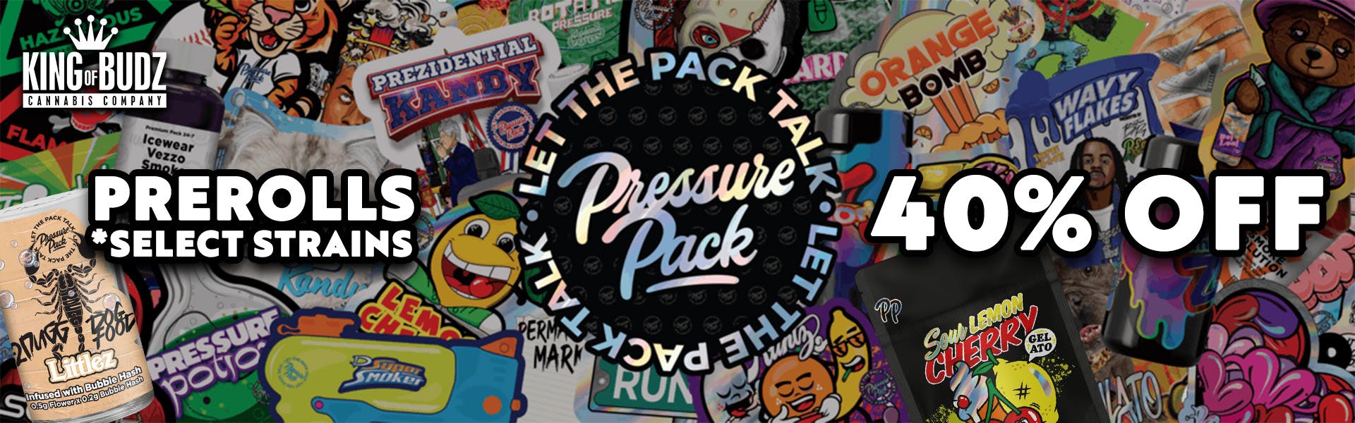 Pressure Pack 40 Percent Off Select Prerolls AND Bubble Hash Preroll Packs