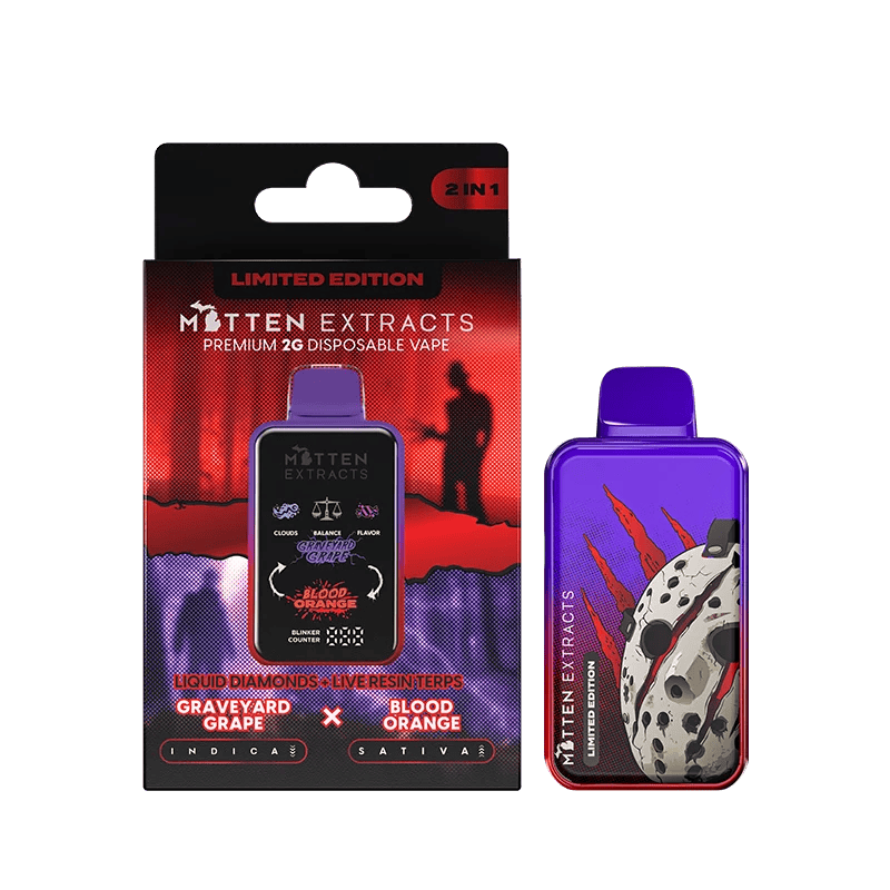 GRAVEYARD GRAPE x BLOOD ORANGE 2 IN 1 DISPOSABLE VAPE by Mitten Extracts – Vapes at Gatsby Cannabis