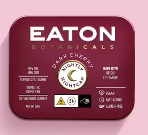 EATON BOTANICALS | NIGHTLY NIGHTCAP GUMMIES THC+CBN (1:1) | DARK CHERRY | 100MG(20PK)-active