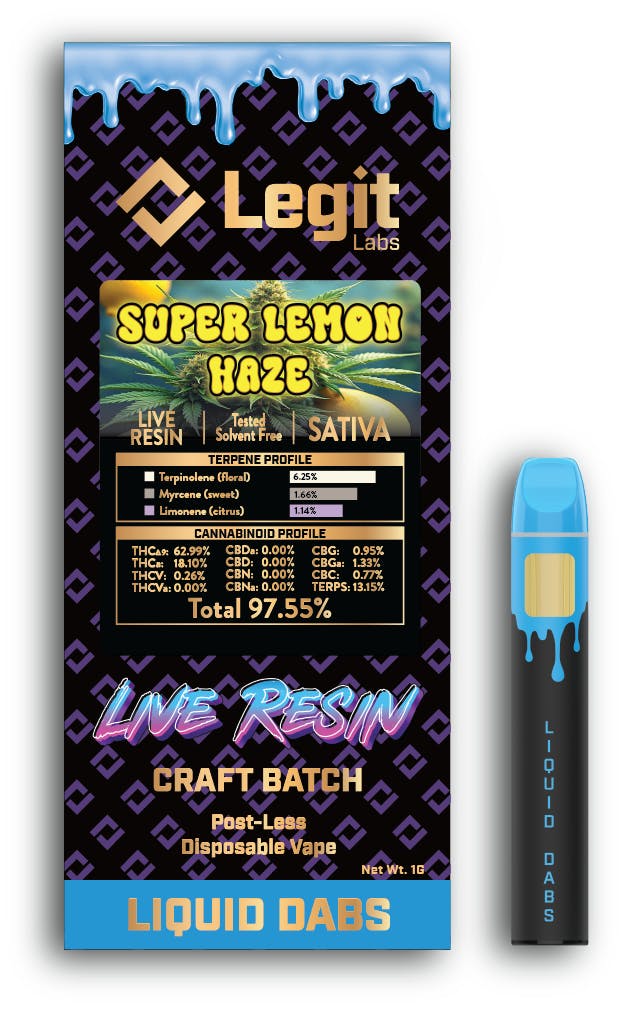 Legit Labs Legit Labs | Postless Disposable Vapor Cartridge | Live Resin |  Super Lemon Haze