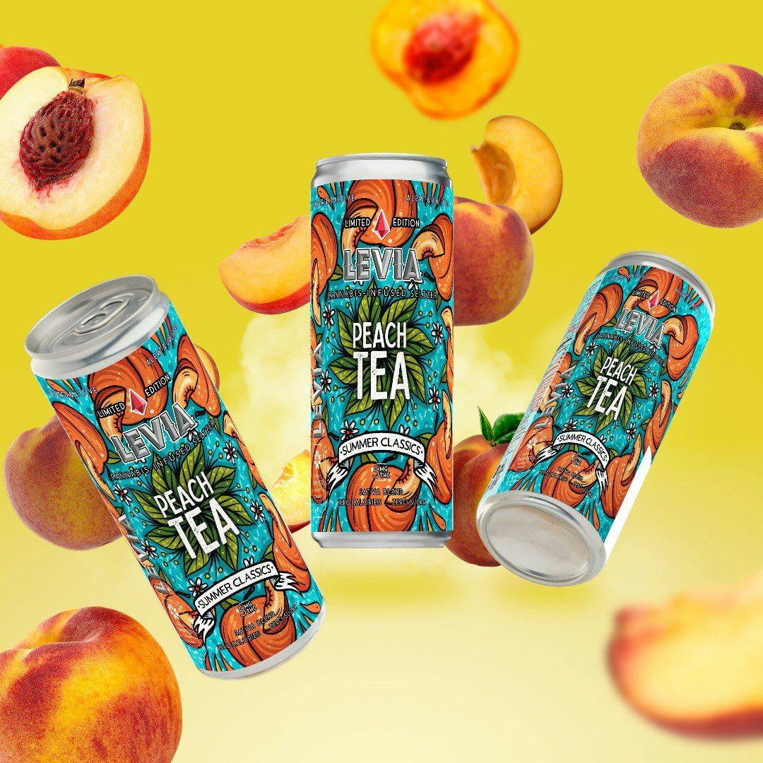 Peach Tea Summer Seltzer | 5mg | LEVIA • Society Cannabis Co.