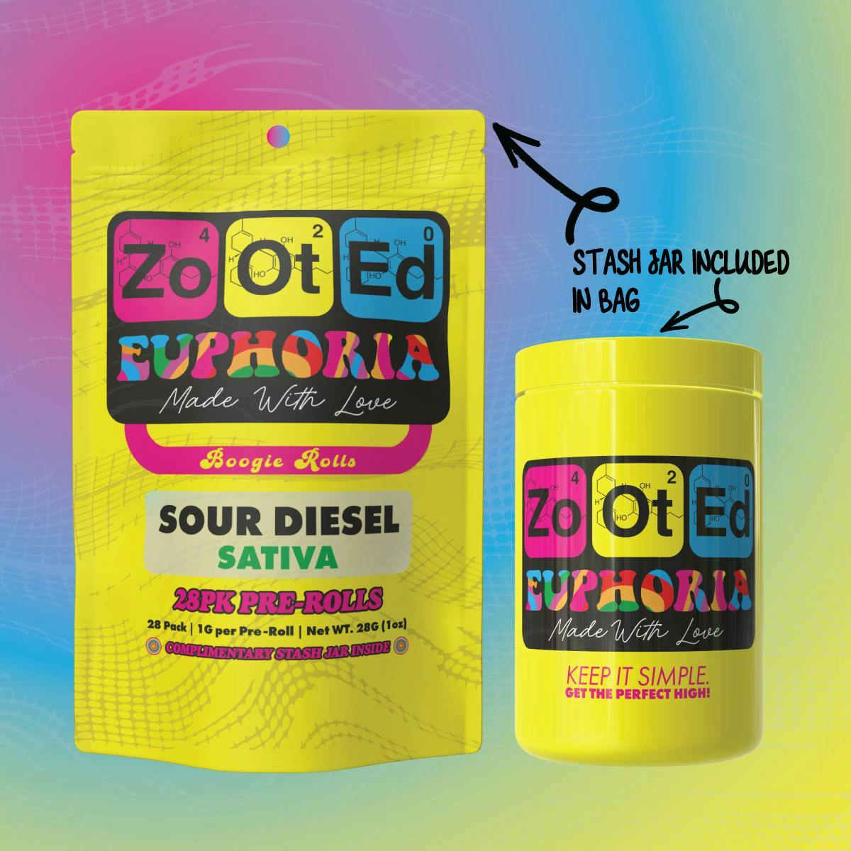 SOUR DIESEL - BOOGIE ROLLS PRE - ROLLS 28 x 1G SATIVA by Zooted – Pre-Rolls at Gatsby Cannabis