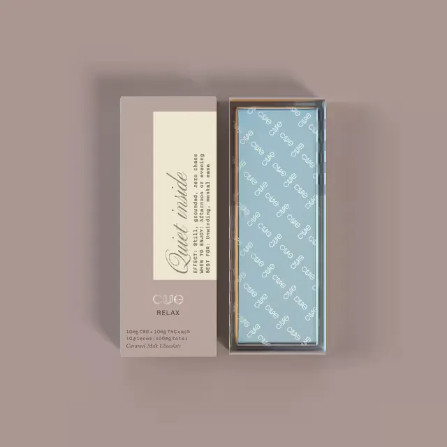Cuue Chocolates Caramel Milk Chocolate CBD:THC 10pk/100mg (2.8g)