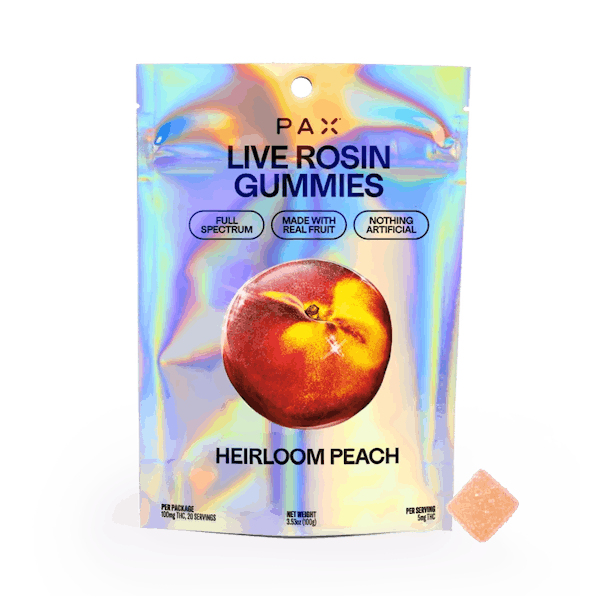 Heirloom Peach (H) - 20pk 100mg Live Rosin Gummies - PAX