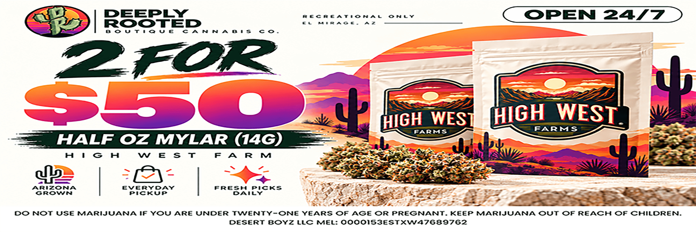 2/$50 | 1/2 Oz | High West Farms