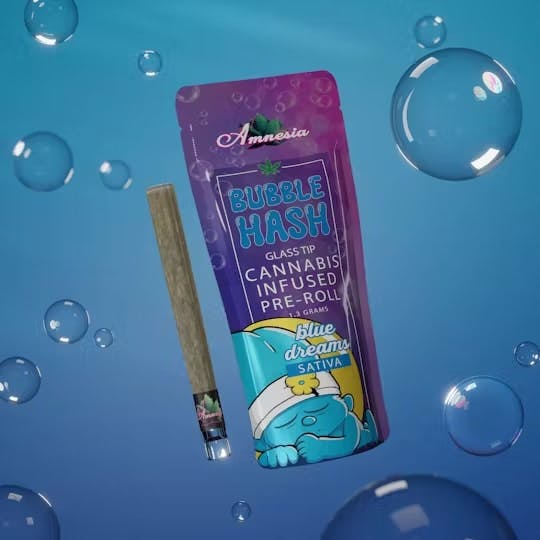 Amnesia - 1.3G Glass Tip Bubble Hash Preroll - Blue Dream