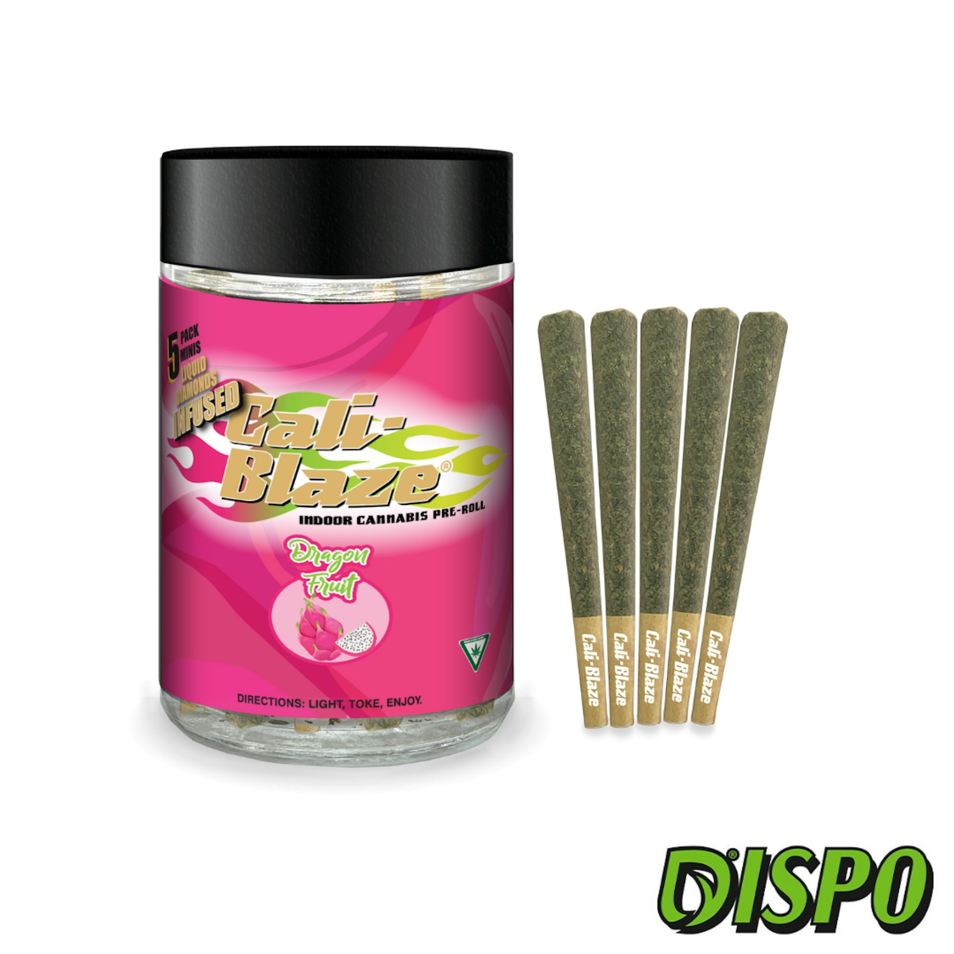 Cali Blaze - Dragon Fruit 5pk Liquid Diamond Infused Pre-Rolls
