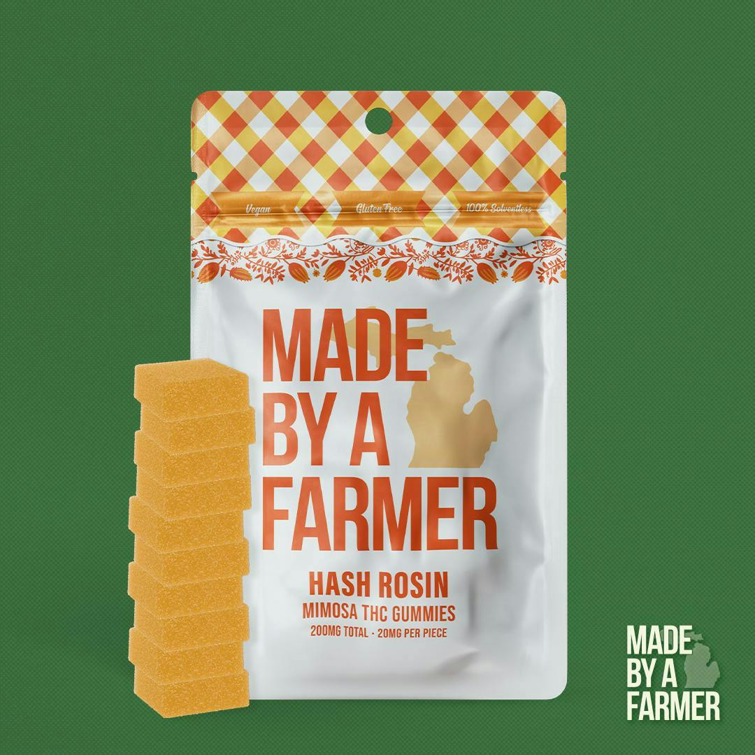 Product: Made by a Farmer | Hash Rosin Gummies - 200mg - Mimosa
