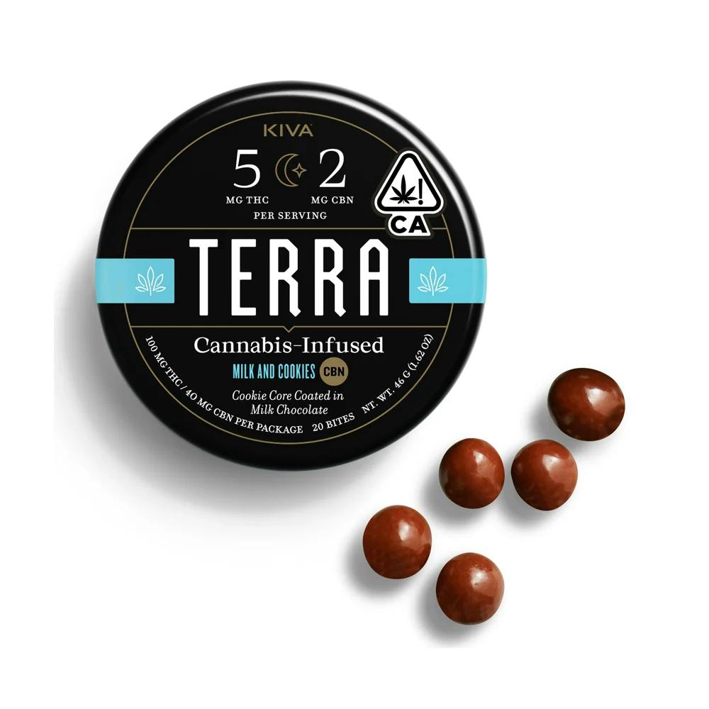 Kiva Terra Chocolate Bites - Milk and Cookies with CBN • Ethos Cannabis