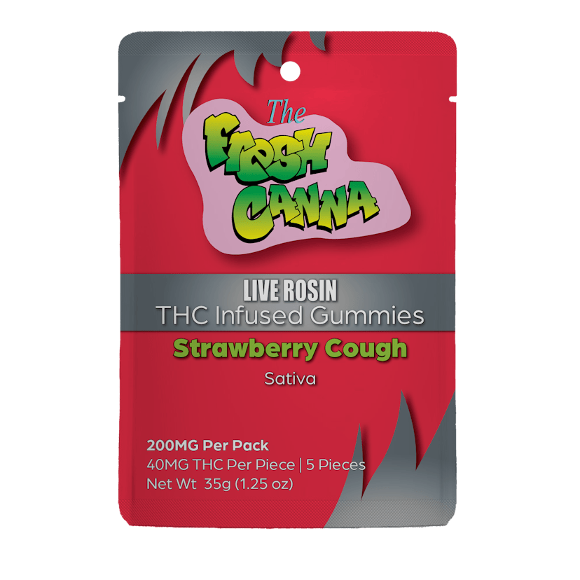 Fresh Canna | 200mg Live Rosin Gummies | Strawberry Cough (Sativa)