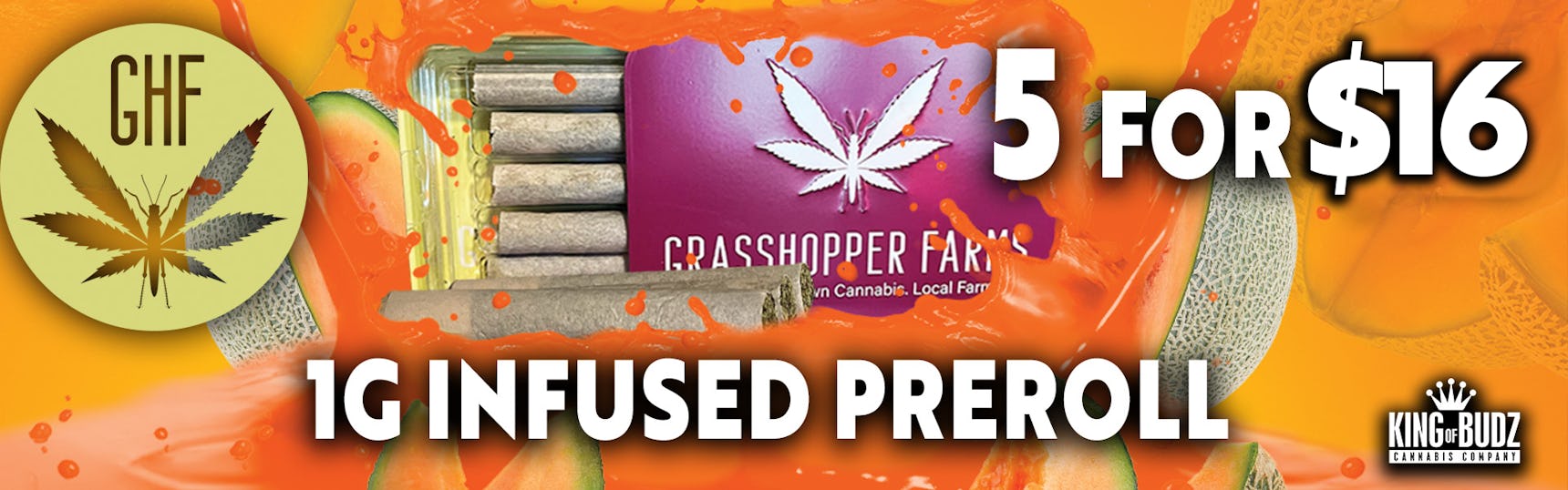 Grasshopper 1g Infused Pre Roll - 5 for $16