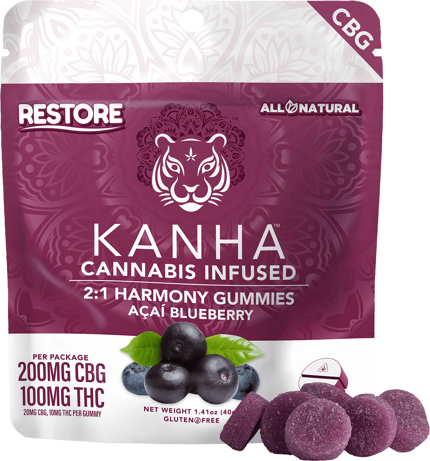 Product 2:1 Blueberry Acai Harmony Restore CBG Gummies