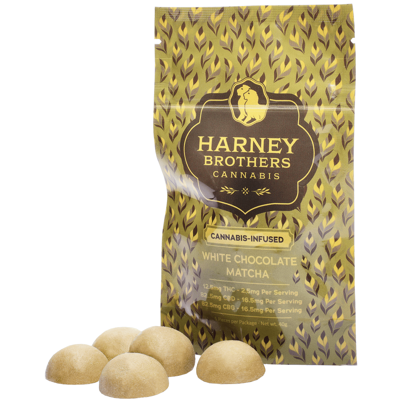 Harney Brothers Cannabis White Chocolate Matcha Chocolates 5ct