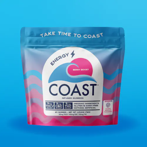 Coast Berry Boost Energy 1:1:1 THCV:CBC:THC Gummies 5mg 20pk (100mg)-active