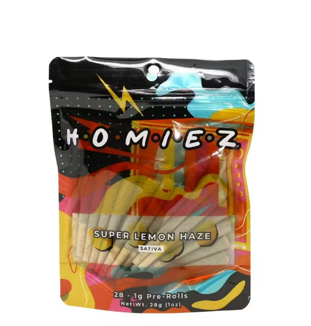 Product: HOMIEZ | SUPER LEMON HAZE | PRE-ROLLS | 28 x 1G SATIVA
